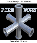 PIPE WORK Collection (FBX, DAE,OBJ, BLEND) Extended License by Winterbrose. The PIPE WORK Collection consists of forty-nine (49) complete models with a variety of mesh components that can be used in your game development and commercial use projects. You will find this wide variety of pipe shapes useful for many different projects. * There are twenty-four (24) distinct pipe sizes/shapes in smooth ended and junction connector styles. * A stand-alone connector is included for smooth pipes needing fitted/aligned for customized layouts. * These models can be used as filler in factory buildings or inductrial and manufacturing plants. * Enhance machinery in steampunk environments, or create a pipeline between locations for oil or other refined liquids. * Create the simple plumbing seen in household or habitation environments. There is no limit on the many ways you may choose to use items from the PIPE WORK Collection. The only limit on how they can be used in your projects is your own imagination and creativity. Each item in this collection is designed for maximum use and flexability for gaming, artwork and advertising. * Formats include Blender (.blend), Collada (.dae), FBX (.fbx), and Wavefront (OBJ/MTL). Please see license/addendum for creation of derivative items to enhance your use of Pipe Work models in your projects.