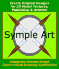 SYMPLE ART for Windows, Drawing Fun for Everyone by Winterbrose. Symple Art allows users to create symmetrical designs either by themselves or imprinted onto existing graphics images. Quickly/easily create your own graphics patterns using mirrored, horizontal or vertical symmetry. The default canvas size for Symple Art is 512x512 which should be adequate for most artwork/design projects. You can increase the size as required for new projects, but all drawing that takes place is restricted to the viewable canvas area. Do it for yourself, do it for the business, or do it for the kids! * Versatile Drawing Modes ◦ - Free Hand ◦ - Mirror Vertical ◦ - Mirror Horizontal ◦ - Mirror Quad * Multiple Color Drawing and Size ◦ - Use 2 colors from the color palette with changing color ◦ - Transparency Mode for Selection and Duplication ◦ - User selectable drawing widths for tools * Assorted Drawing Tools ◦ - Pencil, Brush, Selection, Shapes and Eyedropper ◦ - Four tips for Brush tool ◦ - Selection tool includes flipping, rotation and floating duplication ◦ - Shapes tool includes triangle, square, diamond, line, circle and 5-point star ◦ - Eyedropper color selector allows repeated use of colors or from loaded images * Compatibility ◦ - Save your artwork as BMP, JPG, PNG, GIF or TIF formats ◦ - Use Your artwork with paint programs like The GIMP, Photoshop & MS Paint