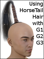 Don't miss out on this awesome looking hair prop. Even though this hair was designed for Aiko 3 (A3), Hiro 3 (H3), Michael 3 (M3), Victoria 3 (V3) and Victoria 4 (V4), it can be used with characters for Genesis (G1), Genesis 2 Female (G2F) and with some very minor adjustments with the Genesis 3 Female (G3F) from AprilYSH. At the time of this writing, this item was available for free. Click the Product Page button above to visit the April's Vanity product page to get your own copy of the HorseTail Hair Model and Textures.  You can read and view all about the technique below or download the free PDF to read anytime and anywhere.